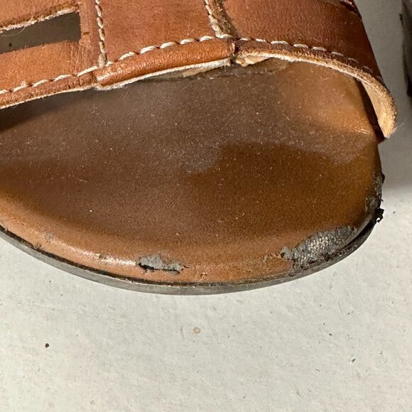 Franco Sarto Size 8 Sandal Shoes Tan Leather Gladiator Wedge EUC - Picture 5 of 10